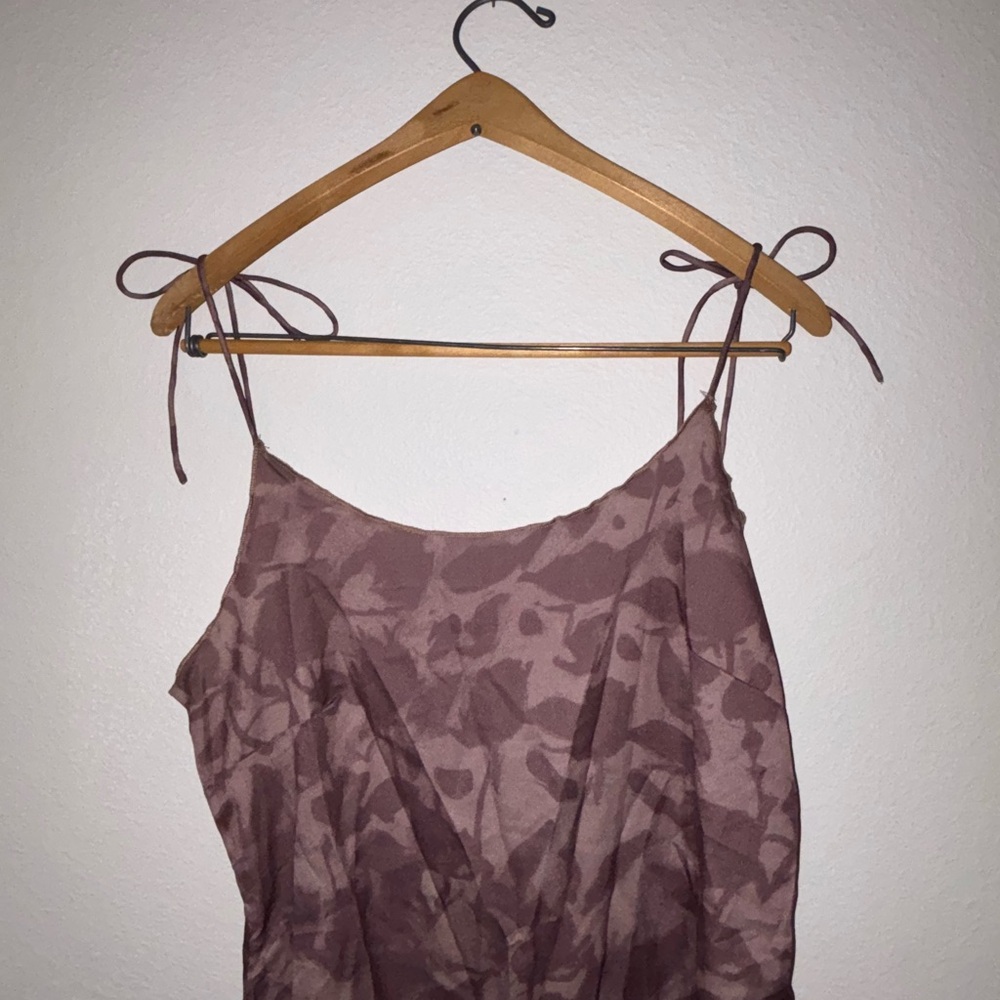 Pink Patterned Spaghetti Strap Dress - Picture 2 of 4